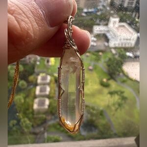 14k Gold Filled Hematoid Quartz Crystal Necklace Pendant